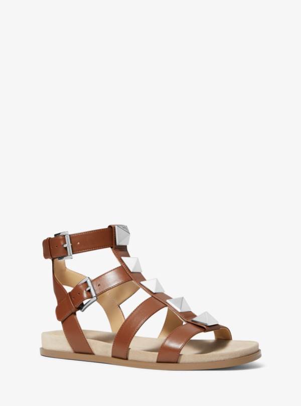 Damske Sandále Michael Kors Wren Studded Leather Hnede - Topanky Michael Kors Nejlevnejsi | MVNPO-5124